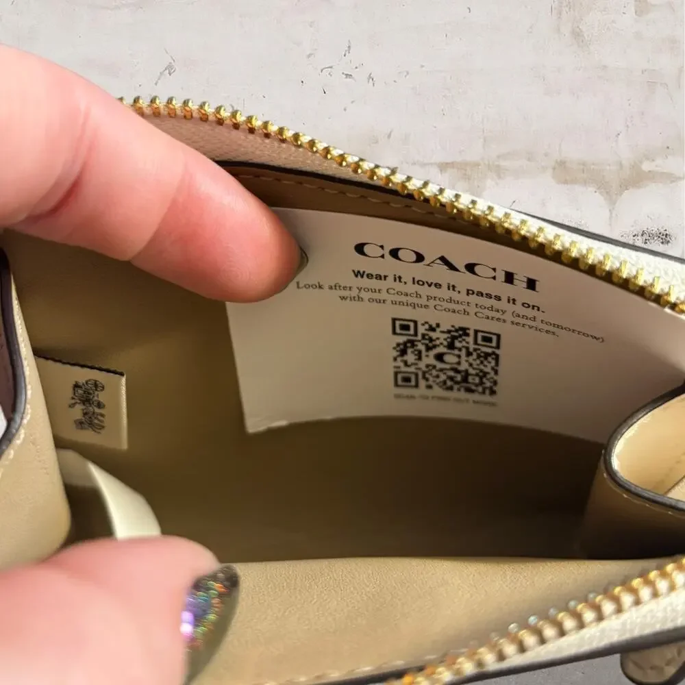 COACH Swan Print Zip Card Case + Dust Bag